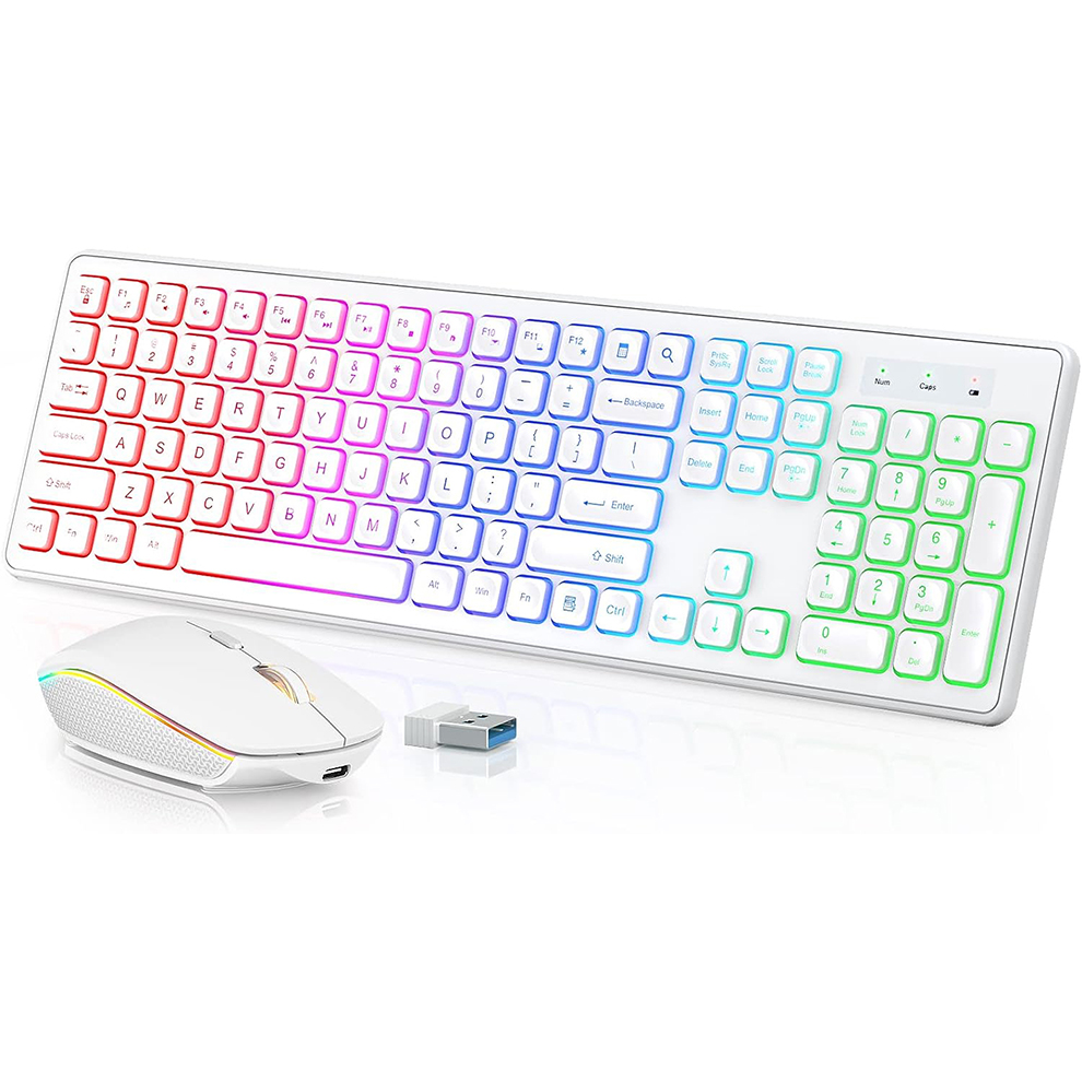 Esports Wireless Gaming Mouse - Backlit Wireless Keyboard and Mouse,Quiet Light