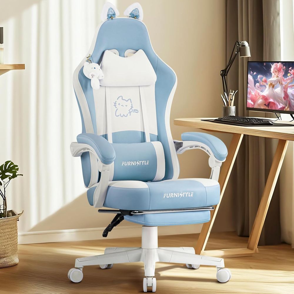 Ergonomic Blue/White Gaming Ch - Gaming & Esports District ulasan dan harga
