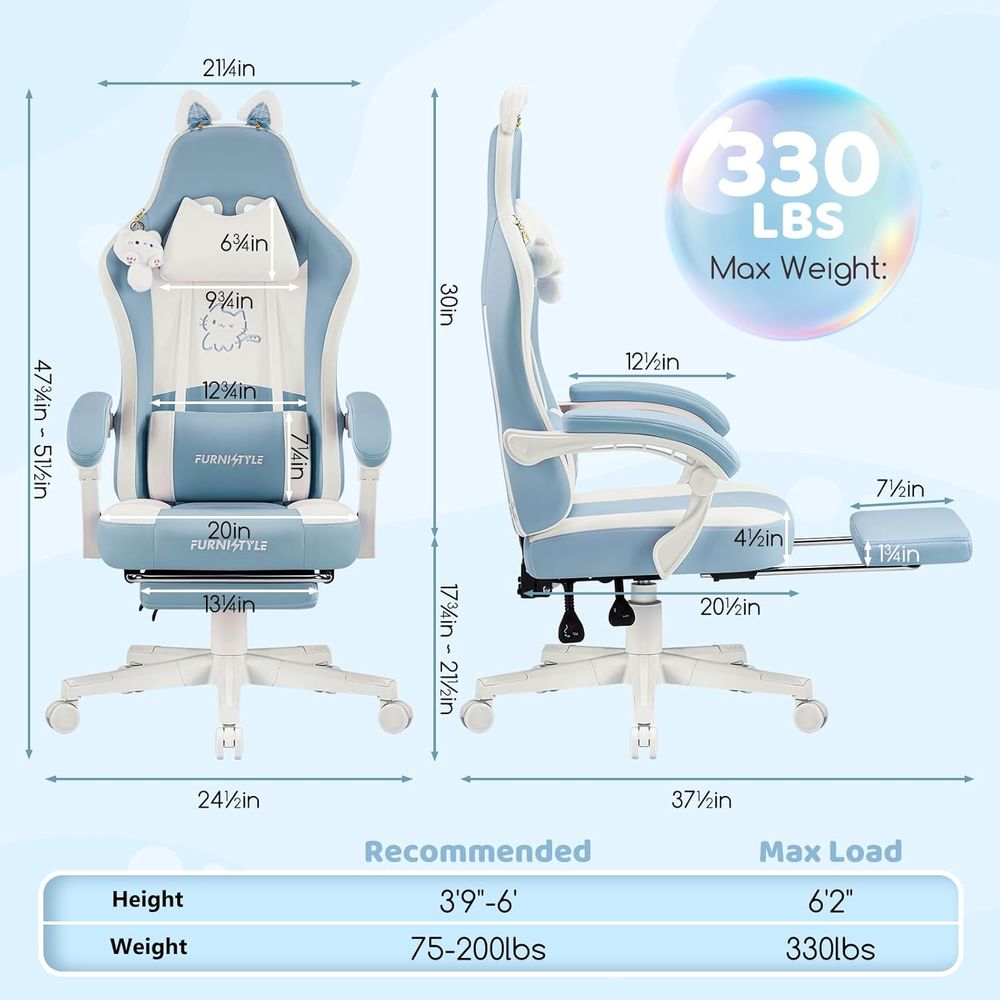 Ergonomic Blue/White Gaming Ch - Gaming & Esports District ulasan dan harga