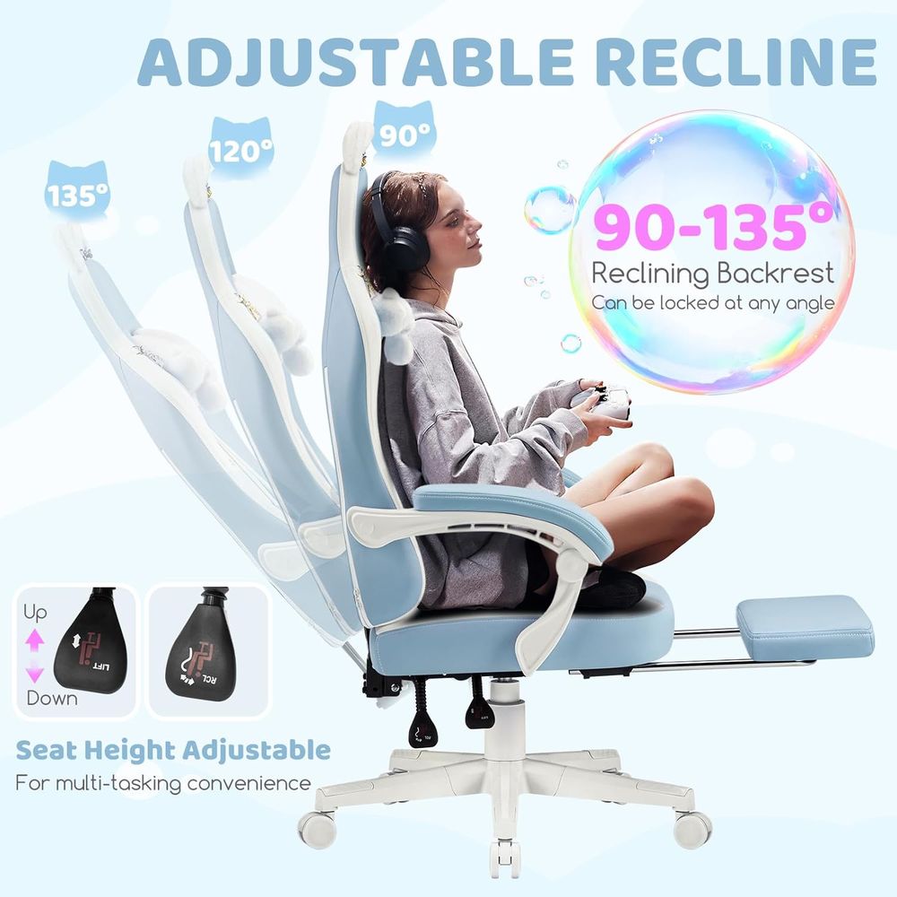 Ergonomic Blue/White Gaming Ch - Gaming & Esports District ulasan dan harga