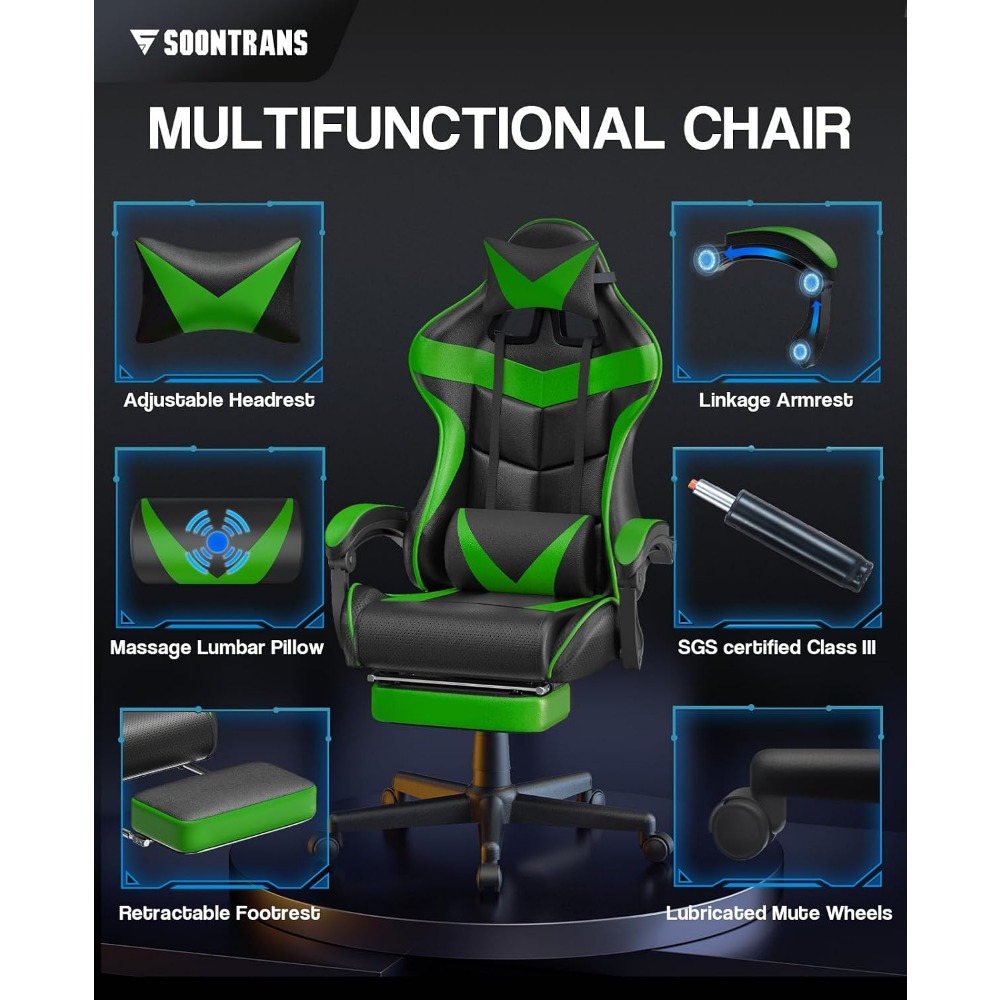Ergonomic Gaming Chair with Fo - Gaming & Esports District ulasan dan harga